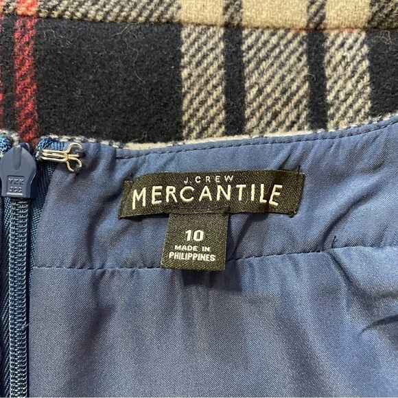 J.Crew Mercantile Navy Pint and Grey Plaid Ruffle Front Wool Blend Mini Skirt 10 - Picture 7 of 10